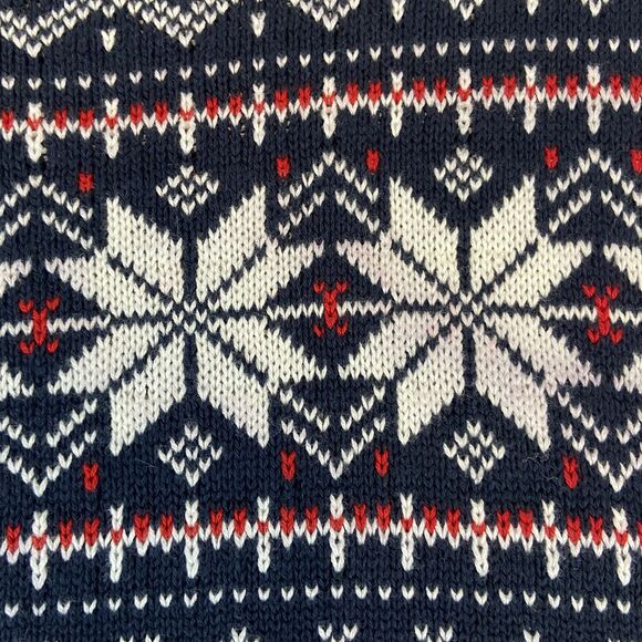 J. Crew Fair Isle Crewneck Sweater Men's L Blue Knit Snowflake 100% Cotton - Picture 5 of 8